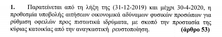 Πολυνομοσχέδιο: Παράταση δίνεται στις αιτήσεις για την προστασία πρώτης κατοικίας